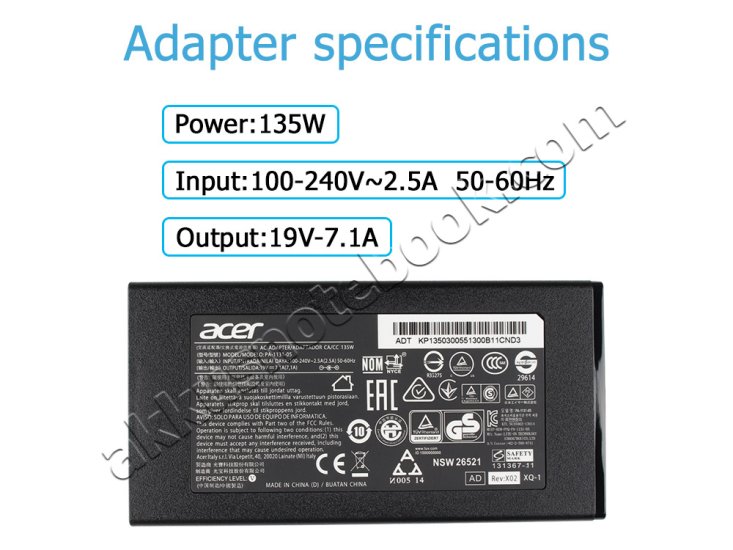 Origineel 135W Voeding Oplader Acer Aspire VN7-592G-790U + Kabel - Klik op de afbeelding om het venster te sluiten