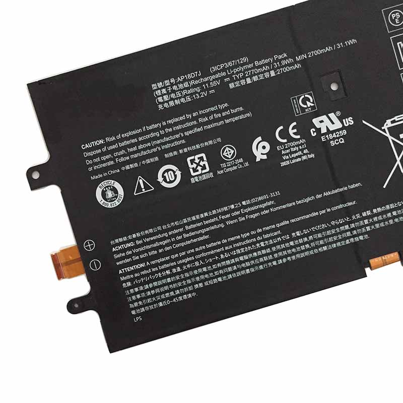 2770mAh 31.9Wh Accu Batterij Acer AP18D7J