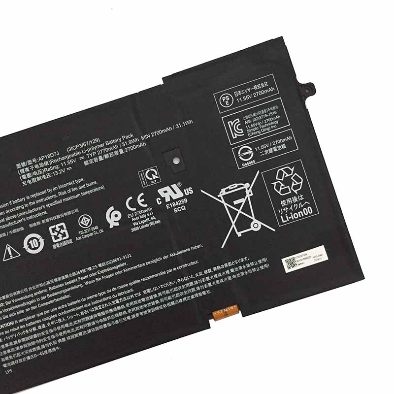 2770mAh 31.9Wh Accu Batterij Acer AP18D7J