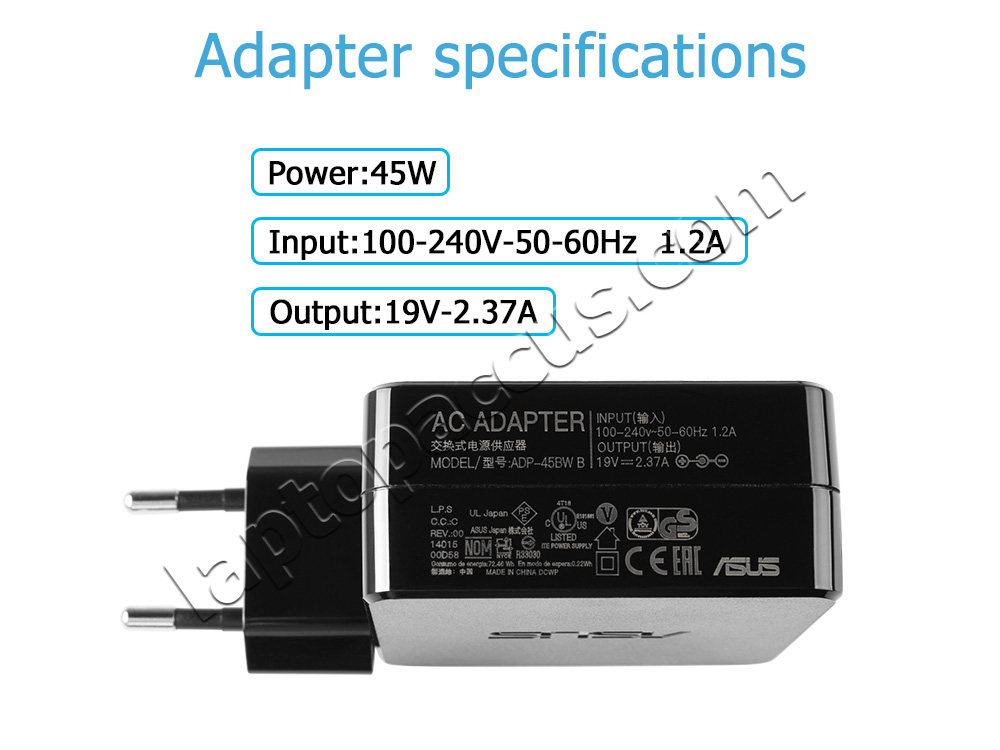 45W Asus BX303LB Adapter Voeding Oplader + Gratis Netsnoer