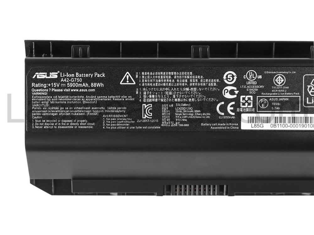 88Whr Asus G750JY-T4020P G750JY-T4039H Accu Batterij