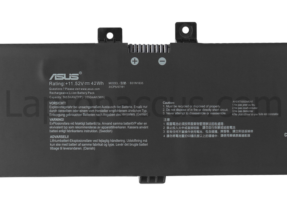 11.52V Asus VivoBook X705UA-GC150T X705UA-GC160T Accu Batterij