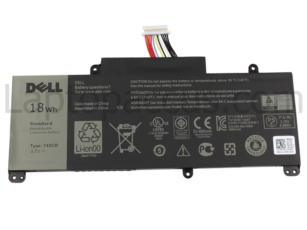 Origineel 3.7V 18Wh Dell 074XCR 74XCR Accu Batterij