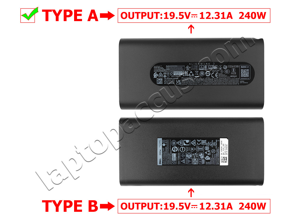 Origineel 240W Dell 450-18931 450-18932 GaN-voeding adapter + Kabel