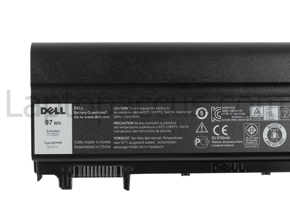 Origineel 11.1V 8700mAh/97Wh/9 Cellen Dell 1N9C0 7W6K0 F49WX Batterij