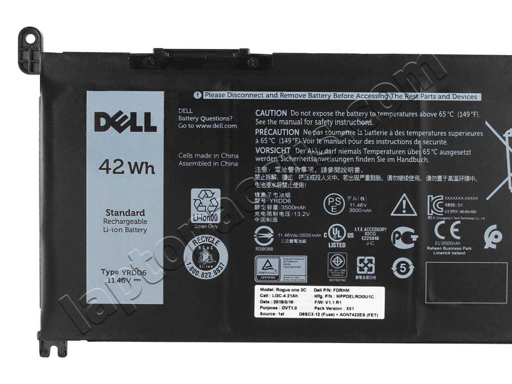 Origineel 42Wh Accu Batterij Dell Latitude 3310 2-in-1 P118G001