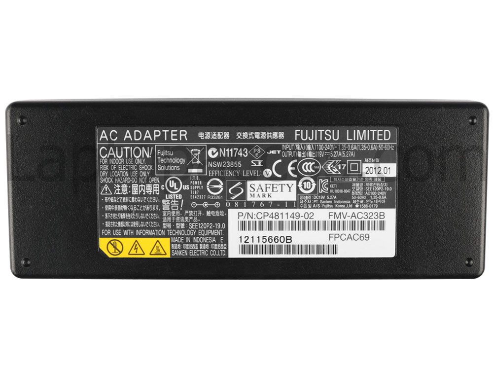 100W Fujitsu LIFEBOOK U772 E743 Adapter Oplader + Gratis Netsnoer