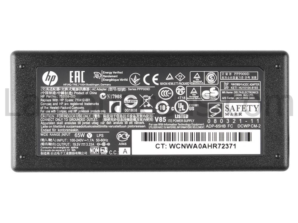 Origineel 65W HP Envy Ultrabook 6-1010ed Adapter Oplader + Gratis Netsnoer