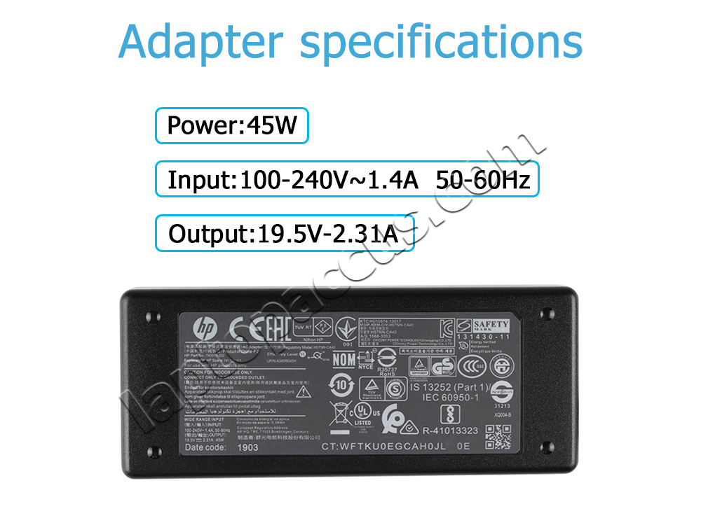 45W HP Split 13-m115sg x2 PC Adapter Oplader + Gratis Netsnoer