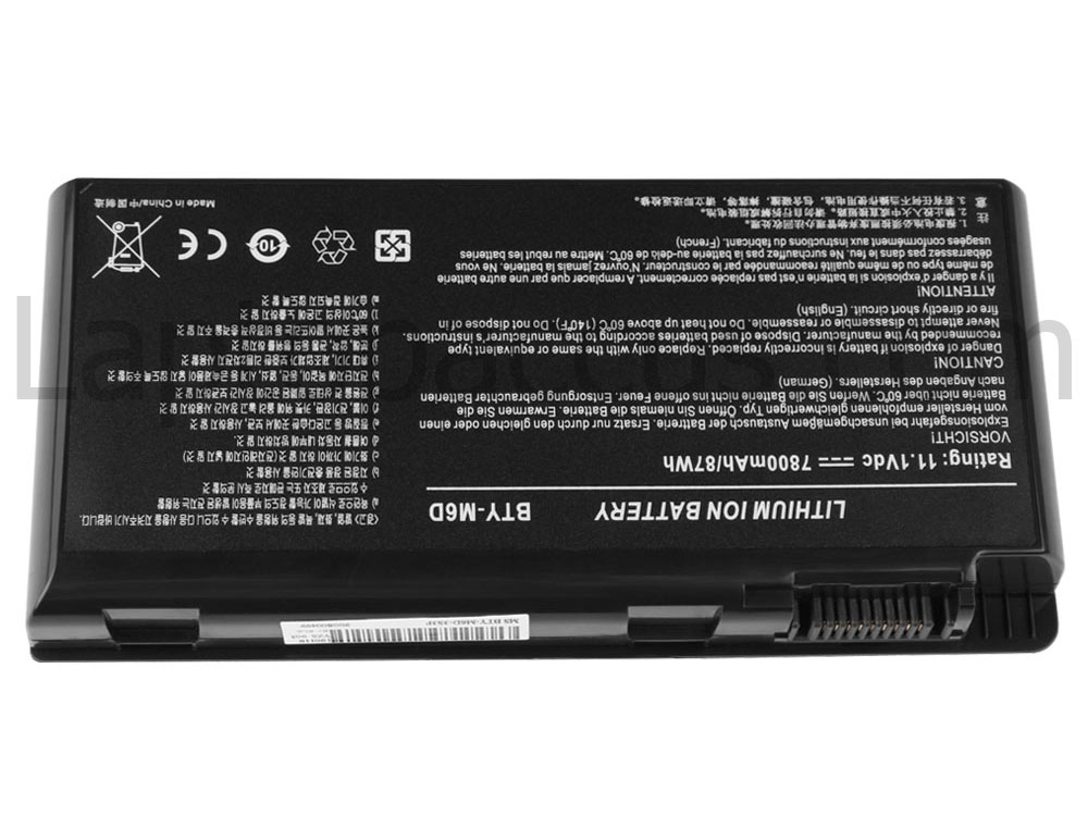 7800mAh MSI WT60 2OK 3K WT60 2OK-615US Accu Batterij