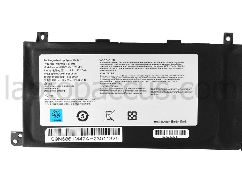 Accu Batterij MSI GS75 Stealth-243 5280mAh 80.25Wh