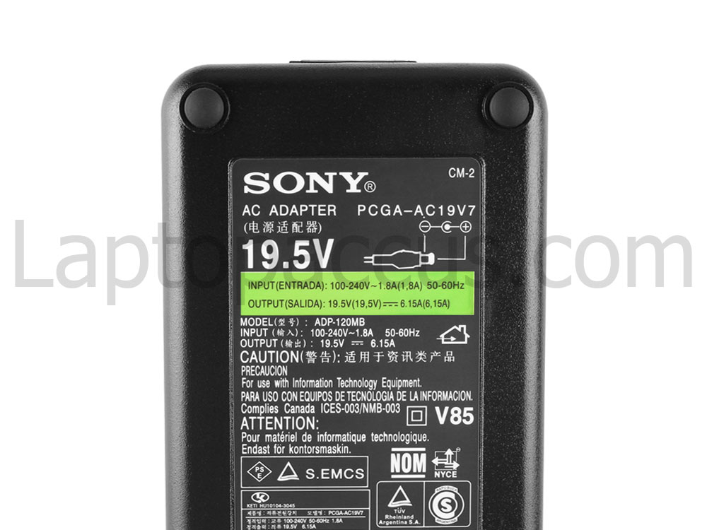 120W voor Sony Vaio PCG-FRV23 PCG-FRV25 Adapter Oplader + Gratis Netsnoer